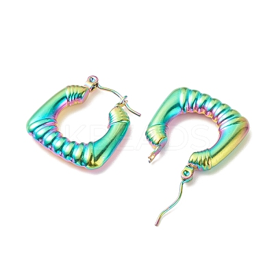 Ion Plating(IP) 304 Stainless Steel Chunky Rectangle Hoop Earrings for Women EJEW-K242-03MC-1
