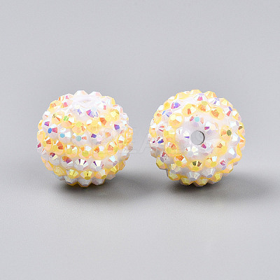 Stripe Pattern Resin AB Rhinestone Round Beads RESI-S313-18x20-12-1