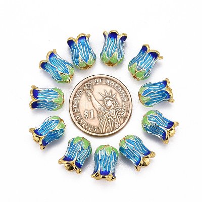 5-Petal Rack Plating Brass Enamel Bead Cap LS-X-KK-P024-13-RS-1