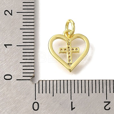 Brass Micro Pave Clear Cubic Zirconia Pendants KK-M297-21G-1