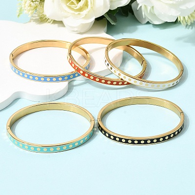 304 Stainless Steel Enamel Bangles BJEW-D408-41G-1