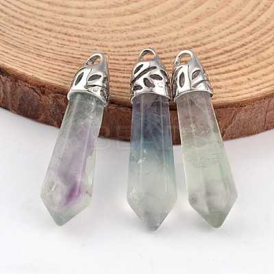 Bullet Natural Fluorite Pointed Pendants X-G-E332-C16-1