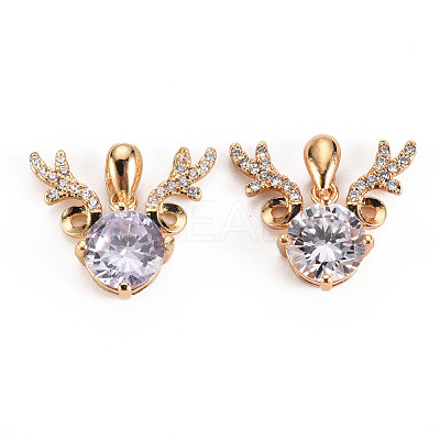 Brass Micro Cubic Zirconia Pendants X-GLAA-S193-014-1