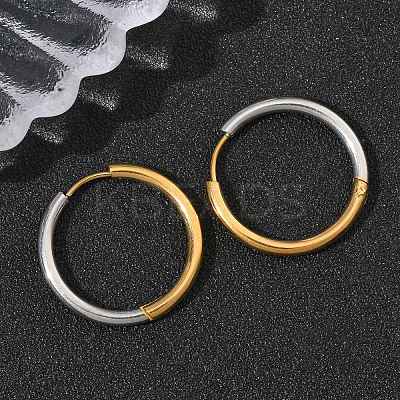 304 Stainless Steel Two Tone Hoop Earrings EJEW-P313-02F-G-1