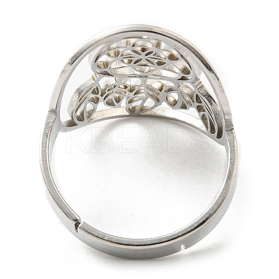 Non-Tarnish Adjustable 304 Stainless Steel Woven Web/Net with Feather Ring LS-RJEW-F149-05P-1