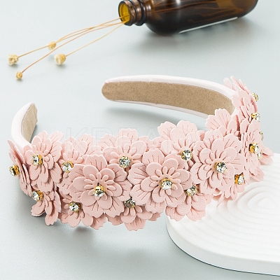 Flower Cloth Rhinestone Hair Bands PW-WG72477-04-1