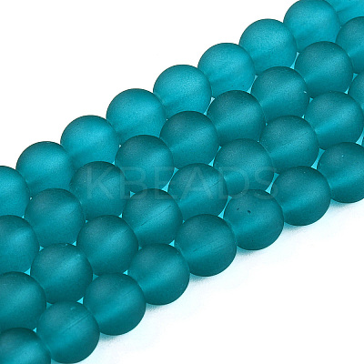 Frosted Transparent Glass Beads Strands GLAA-S031-8mm-37-01-1