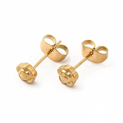 304 Stainless Steel Flower Stud Earrings for Women EJEW-C004-04G-1