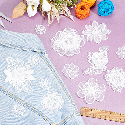 AHADEMAKER 20Pcs 10 Style Sew on Computerized Embroidery Polyester Clothing Patches PATC-GA0001-05-1