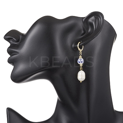 Brass Oval Leverback Earrings EJEW-JE06735-1