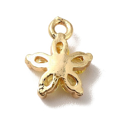 Brass Cubic Zirconia Flower Charms LS-KK-O141-01G-04-1