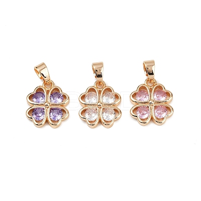 Brass Pave Cubic Zirconia Pendants KK-E795-20KCG-01-1