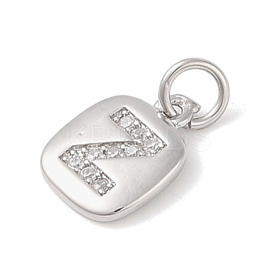 Rack Plating Brass Micro Pave CLear Cubic Zirconia Charms KK-E110-14P-Z-1