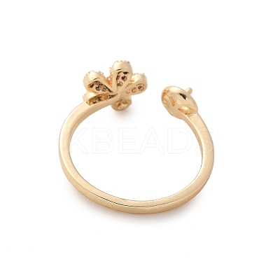 Flower Brass Micro Pave Cubic Zirconia Cuff Ring Setting LS-KK-A244-01A-G-1