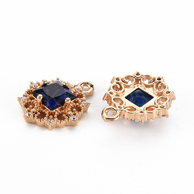 Rack Plating Brass Micro Pave Clear Cubic Zirconia Pendants KK-T060-61G-RS-1