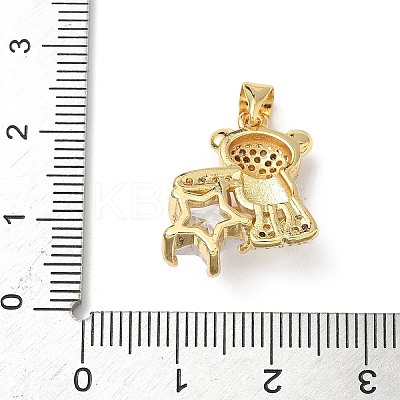 Brass Micro Pave Cubic Zirconia and Glass Pendants KK-Q068-08G-1