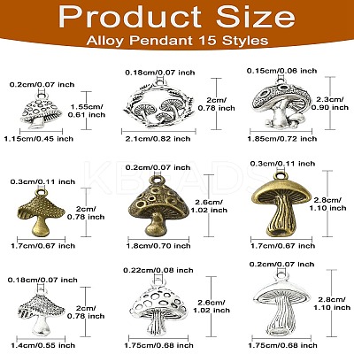 60Pcs 15 Styles Tibetan Style Alloy Pendants TIBEP-YW0001-81-1