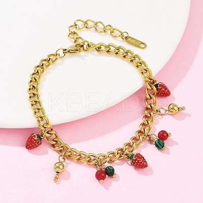 304 Stainless Steel Enamel Charm Bracelets BJEW-C113-03G-1