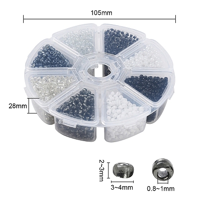 8 Style 8/0 Glass Round Seed Beads SEED-YW0001-38B-1