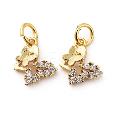 Brass Cubic Zirconia Charms X-RB-I077-08G-RS-1