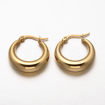 Ring PVD Vacuum Plating 304 Stainless Steel Hoop Earrings LS-EJEW-O032-13-1