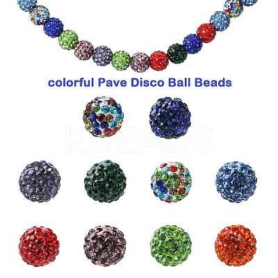 30Pcs Pave Disco Ball Beads RB-YW0001-14G-1