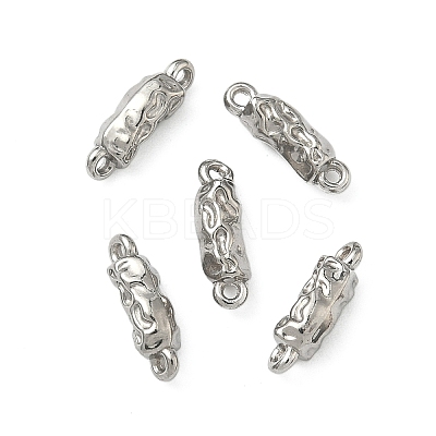 304 Stainless Steel Textured Rectangle Links Connector Charms STAS-D211-01B-P-1