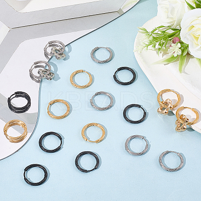 18Pcs 3 Colors 303 Stainless Steel Twist Hoop Earrings for Women EJEW-SC0001-81A-1