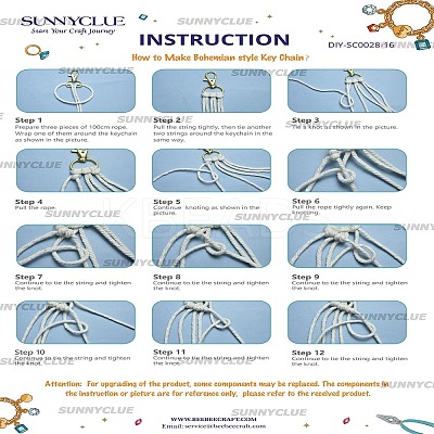 DIY Handmade Woven Cotton Bohemian Style Keychain Making Kits DIY-SC0028-16-1