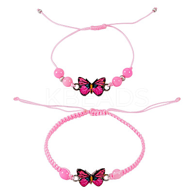 Adjustable Nylon Braided Bead Bracelets BJEW-TA00479-1