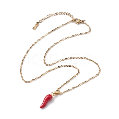 Alloy Enamel Italian Horn Pendant Necklaces NJEW-JN04728-1