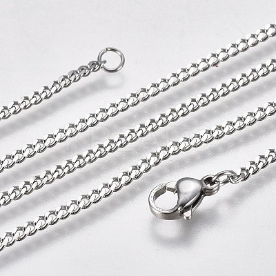 Non-Tarnish 304 Stainless Steel Curb Chain Necklaces NJEW-L162-01A-P-1