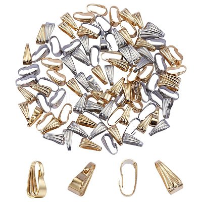 100Pcs 2 Colour 304 Stainless Steel Snap on Bails STAS-SZ0001-92-1