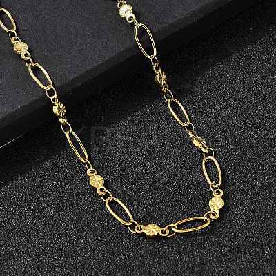304 Stainless Steel Flower Link Chain Necklaces for Women NJEW-A046-02C-G-1