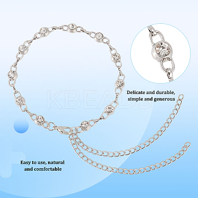 2 Pairs 2 Colors Alloy Rhinestone Shoelace Chain FIND-GO0002-23-1