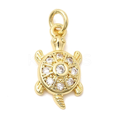 Brass Pave Clear Cubic Zirconia Pendants KK-G554-08F-G-1