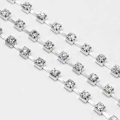 PVD Vacuum Plating Brass Rhinestone Cup Strass Chains KK-M131-04B-1