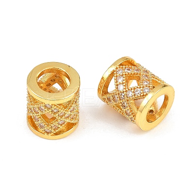 Brass Micro Pave Clear Cubic Zirconia European Beads CU-CBA6A75-25G-1