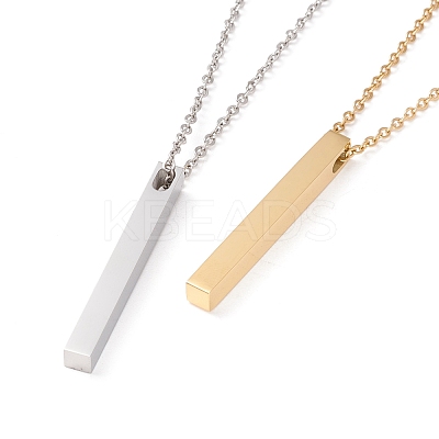 304 Stainless Steel Rectangle Pendant Necklace for Men Women Ion Plating(IP) NJEW-P262-16-1