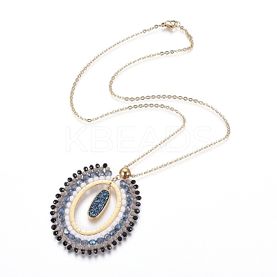European Bohemian Style Pop Pendant Necklaces NJEW-I233-07G-1