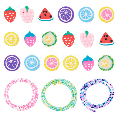 3 Strands 3 Colors Handmade Polymer Clay Beads Strands CLAY-TA0001-85-1