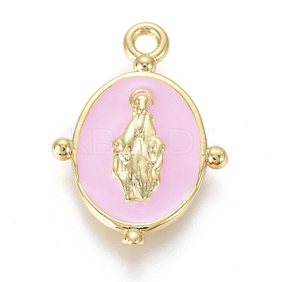 Golden Plated Brass Enamel Pendants KK-F807-01-G-1
