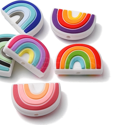 6Pcs 6 Colors Food Grade Eco-Friendly Silicone Focal Beads SIL-YW0001-04G-1