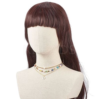 3Pcs 3 Style Natural White Moonstone & Resin Evil Eye Beaded Necklaces Set NJEW-JN04026-1