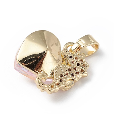 Real 18K Gold Plated Rack Plating Brass Micro Pave Cubic Zirconia Pendants KK-C015-02G-03-1
