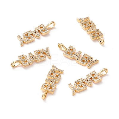Brass Micro Pave Clear Cubic Zirconia Pendants ZIRC-Z019-29G-NR-1
