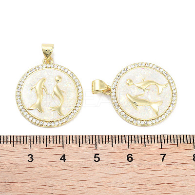 Brass Micro Pave Clear Cubic Zirconia Pendants KK-L213-010G-03-1