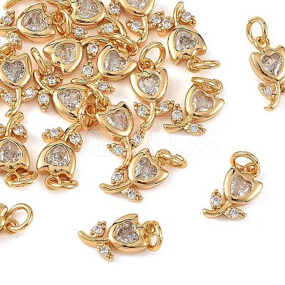 SHEGRACE Brass Micro Pave Clear Cubic Zirconia Charms XGRQ4N675-706G-1