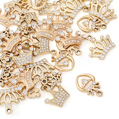 30Pcs 5 Style Alloy Rhinestone Pendants FIND-TA0009-16-1