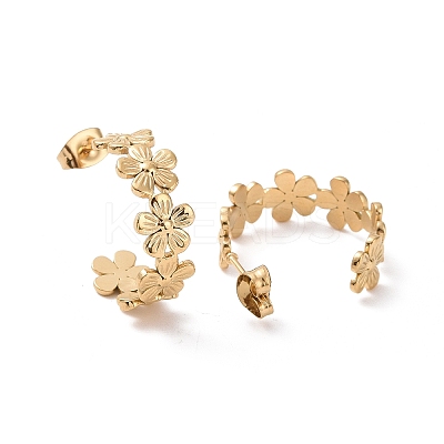 Ion Plating(IP) 304 Stainless Steel Flower Wrap Stud Earrings X-EJEW-G326-03G-1